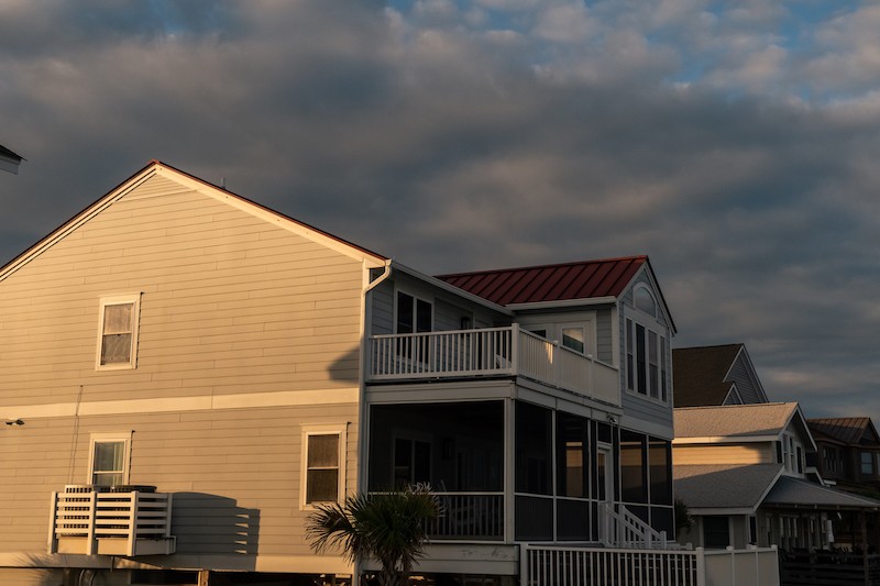 pawley island house with storm rolling in