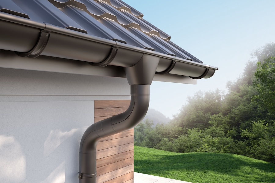 Close up image of black gutters