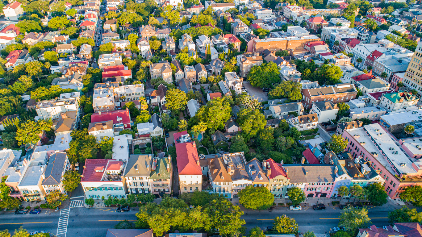 Overhead shot of homes in South Carolina